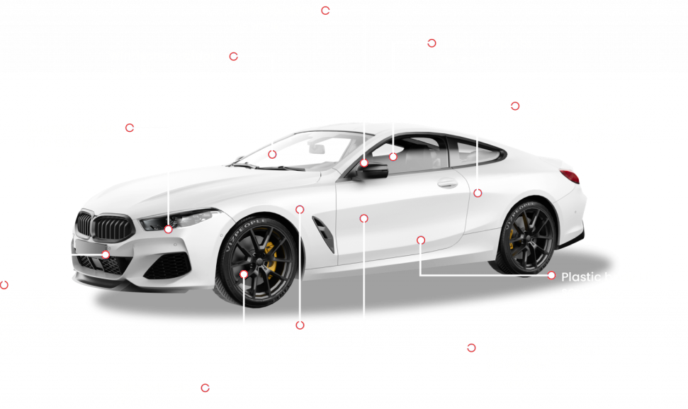 A car labelled with the repairs a Clipped Assist membership covers, each listed below